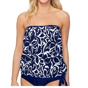 Island Escape NAVY/WHITE Coral Gables Tankini Swim Top NWT Size 6
